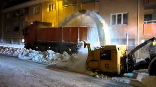 Snöröjning med snöslunga  Snow removal with a snowblower in Sweden [upl. by Jadd]