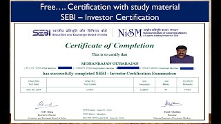 SEBI  Online Investor Certification at no cost [upl. by Myrlene]