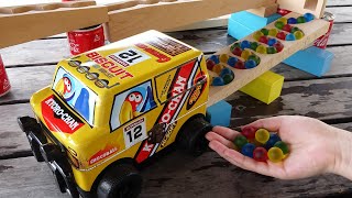 Marble Run Race ☆ HABA Slope amp Chocolate Ball Truck Jacobsen Truck  39 [upl. by Eusoj158]