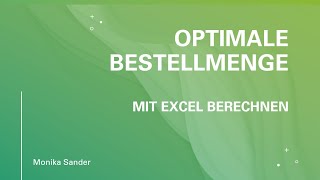 Optimale Bestellmenge [upl. by Sidnala469]