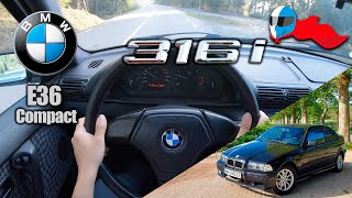 1999 BMW 316i E36 Compact 77kW POV 4K Test Drive Hero 70 ACCELERATION ELASTICITY amp DYNAMIC [upl. by Rosenquist]