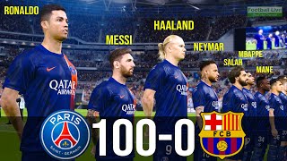 What if Ronaldo Messi Haaland Neymar Salah Mbappe Mane Lautaro Benzema play together PSG vs FCB PES [upl. by Onra]