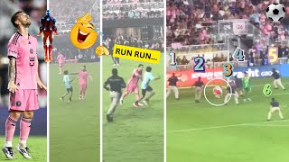 🤣Messi Hilariously Tells Fan to Run from Security After Goal amp Iron Man Celebration vs Charlotte [upl. by Leahcimdivad]