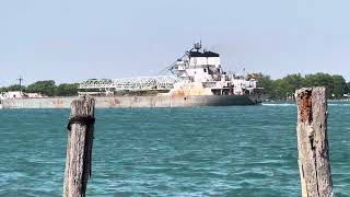 Lower Lakes Towing Freighter Calumet Sailing Upriver With Salute 51524 [upl. by Noiroc944]