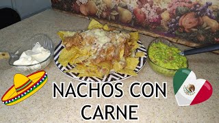 COMO PREPARAR NACHOS CON CARNE FRIJOLES Y QUESO [upl. by Ransom]