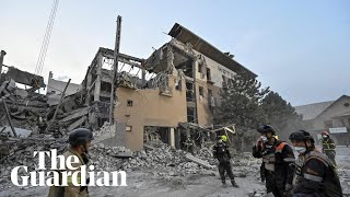 Rescuers search rubble after hotel struck in Ukraines Kryvyi Rih [upl. by Seavey]