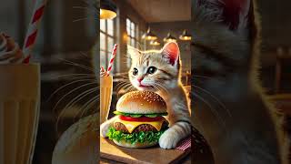 Burgerobsessed kitten 🐾🍔🐱❤️ cat ai catlover cutecat kitten cute story funny [upl. by Slohcin]