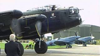 An Avro Lancaster starts up taxies out takes off and does a flyby [upl. by Westerfield685]