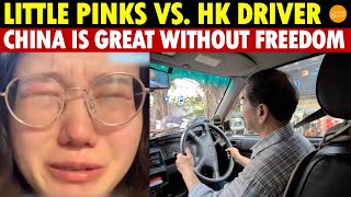 “Little Pinks” Clash with Hong Kong Taxi Driver China is great Chinese don’t need freedom [upl. by Jonati]