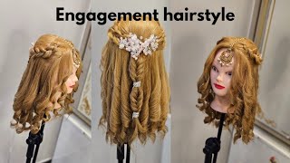 engagement hairstyle trending hairstyle simple and easy hairstyle open hairstyle with curls [upl. by Tore]