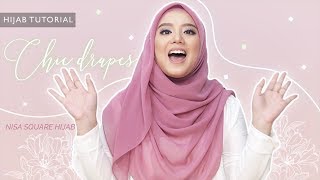 Chic Drapes Hijab Tutorial using NISA Square Hijab [upl. by Etireugram]