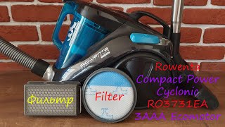 Чистка фильтра пылесос Vacuum cleaner Rowenta Compact Power Cyclonic RO3731EA сменные фильтры filter [upl. by Battista]