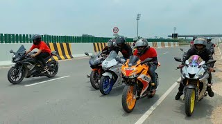 HONDA CBR REPSOL VS YAMAHA R15 V3 VS SUZUKI GSXR  FRIENDLY RACE  CBR REPSOL TOP SPEED TEST [upl. by Anitnas]