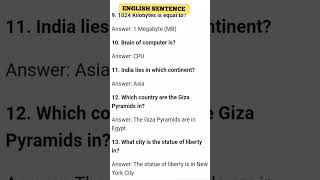 English Sentance gk questions englishquiz english [upl. by Verge]