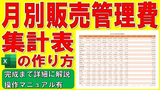 Excelで月別販売管理費集計表を作る方法★経費一覧表の作り方★経費集計表の作成方法★役員報酬、給料手当、賞与、消耗品費、水道光熱費、旅費交通費、通信費★完成までの操作を詳細に解説★操作マニュアル有 [upl. by Anit]