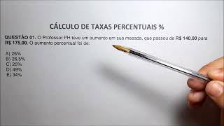 CÃLCULO DE TAXAS PERCENTUAIS   PORCENTAGEM 2 PROBLEMAS [upl. by Lavud]