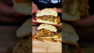 Mushroom Philly quotCheesesteakquot youtubeshorts mushroomrecipe veganrecipe veganfood plantbased [upl. by Aikit341]