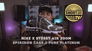 Nike x Stussy Air Spiridon Cage 2 Pure Platinum unboxing and review [upl. by Dougherty982]