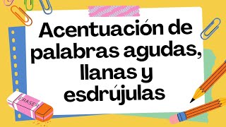 Acentuación de las palabras AGUDAS LLANAS y ESDRÚJULAS Vídeos educativos para niños [upl. by Eidua]