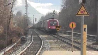 Brannenburg Bahnhof Güter Fernverkehr und Meridian 29012016 [upl. by Yatzeck]