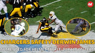 Chargers Safety Derwin James Suspended for Helmet Tackle Impact on Team [upl. by Averir934]