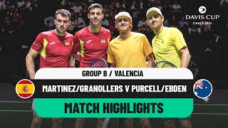 MartinezGranollers v EbdenPurcell Highlights  Spain v Australia Davis Cup 2024 Finals Group Stage [upl. by Holcman]