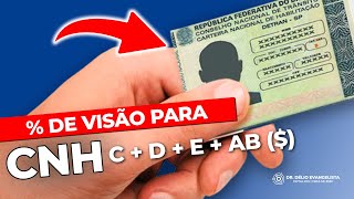 Qual o mínimo de visão para CNH categorias C D E e AB com atividade remunerada [upl. by Dnomzed]