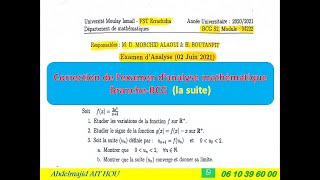 Correctiondexamendanalysemathématiquesessionnormal parcoursBCG la suite [upl. by Lyrac]