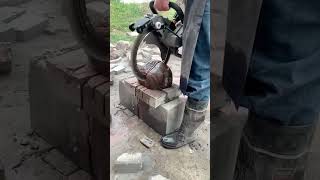 The process of cutting concrete wall with electric high speed circular saw [upl. by Niuqaoj425]