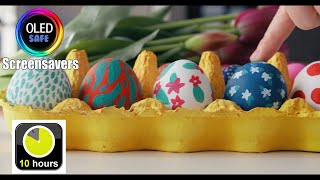 Easter Eggs Coloring Screensaver  10 Hours  4K  OLED Safe [upl. by Yirinec]