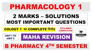 2 Marks Solutions  pharmacology 4th semester important questions  pharmacology 1 Carewell Pharma [upl. by Eecyaj]