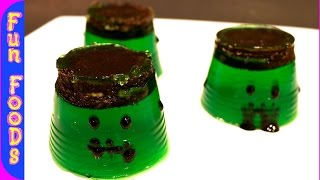 Frankenstein JellO Jigglers  Halloween Recipe [upl. by Onej]