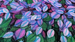 Hydrangea painting 💜 Spring flower painting  Leaf painting  Acrylic painting [upl. by Enayd275]