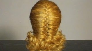 Прическа с плетением Hairstyle for medium hair French cage Mermaid braid [upl. by Ettenauq]