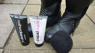 How to clean leather motorcycle boots MB [upl. by Atineg351]