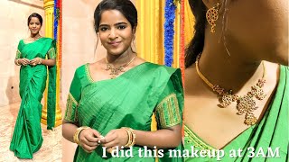 I got ready at 3AM 😱 GRWM For Muhurtham🥰Traditional Saree Makeup Tutorial💄Tamil [upl. by Vowel]