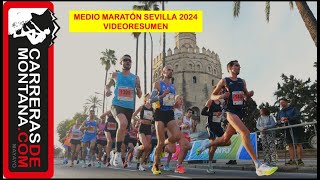 MEDIO MARATÓN SEVILLA 2024 RECORD POPULAR Y FEMENINO Videoresumen con lo mejor en 90quot con Mayayo [upl. by Adaven]