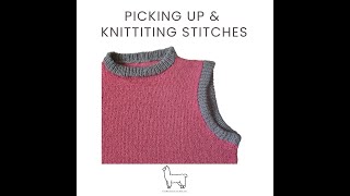 Picking up and knitting stitches round neck edge and armhole [upl. by May219]