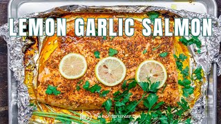 Lemon Garlic Salmon with Mediterranean Flavors Recipe  The Mediterranean Dish [upl. by Hugo]