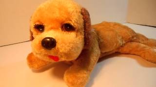 Vintage Japan iwaya RUT sleeping mechanical puppy dog wakes up barks wags tail w bee [upl. by Leverett]