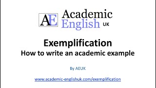 How to write an academic example exemplification [upl. by Lepley]