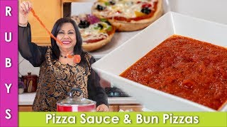 Pizza Sauce Recipe aur Bun Pizzas in Urdu Hindi  RKK [upl. by Prendergast811]