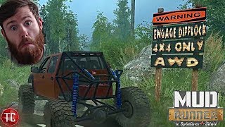 SpinTires MudRunner Mods NEW MAP Wyre Woods Crawling Map Realistic Obstacles NO WINCH [upl. by Aslin]