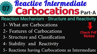 Carbocations  Reaction Intermediate Organic Chemistry Notes •MSc 1sem• itschemistrytime [upl. by Dijam]