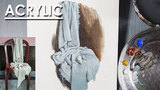 Acrylic Painting  How to Paint Folds in Cloth Drapery Painting  Artist  Supriyo [upl. by Lecirg264]