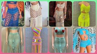 Different pattern crochet skirt set ideas beauty crochet trending fashion [upl. by Llenor134]