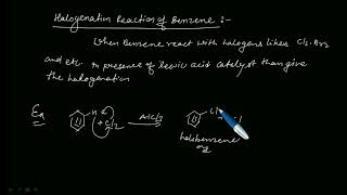 halogen reaction of benzene  electrophilic substitution reaction of benzene [upl. by Giliana541]