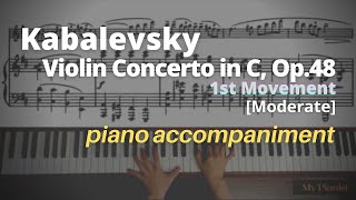 Kabalevsky  Violin Concerto in C Op48 1st Mov Piano Accompaniment Moderate [upl. by Goodrich]