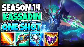 FULL BURST STORMSURGE KASSADIN BUILD IS OP  SEASON 14 INSTANT ONESHOT  League of Legends [upl. by Kimbell]