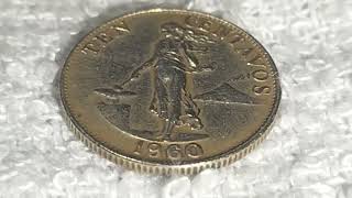 Old Coins Ten Centavos 1960 Philippines Coins Collection [upl. by Ludie162]